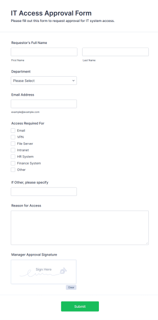 IT Access Approval Form Template