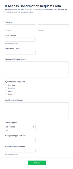 It Access Confirmation Request Form Template