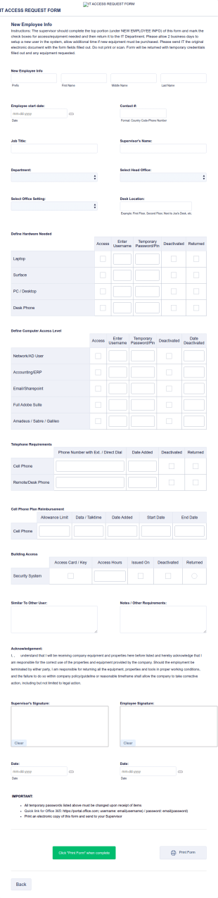 IT Access Request Form V2