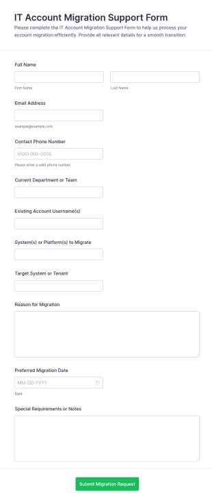 IT Account Migration Support Form Template