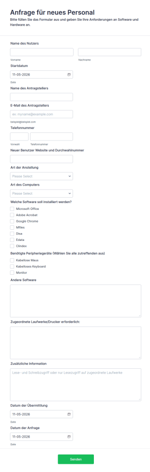 IT Antragsformular Für Neue Mitarbeiter