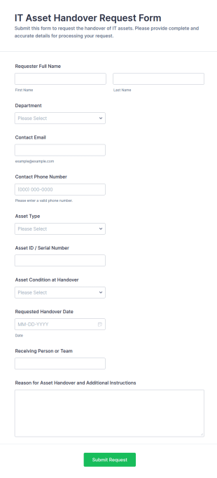 IT Asset Handover Request Form Template