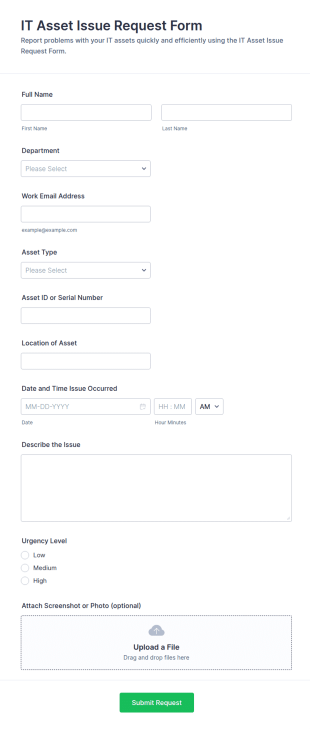 IT Asset Issue Request Form Template