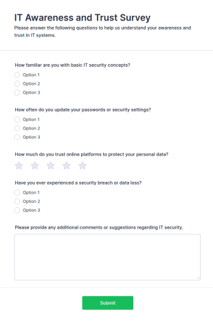 IT Awareness And Trust Survey Form Template