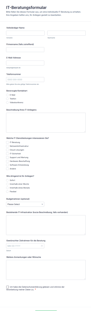IT Beratungsformular