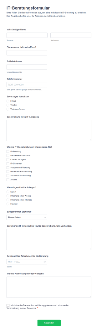 IT Beratungsformular