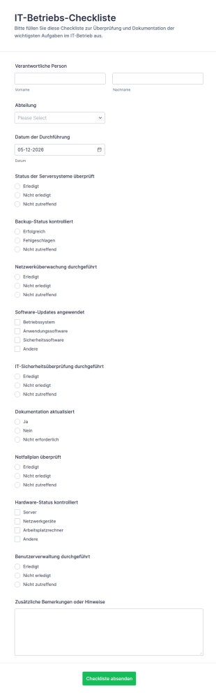 IT Betriebs Checkliste