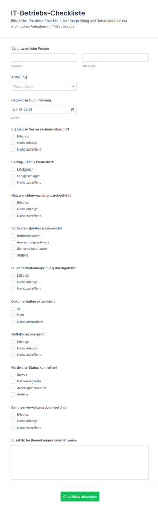 IT Betriebs Checkliste