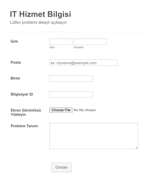 IT Bölümü Destek Talep Form Şablonu