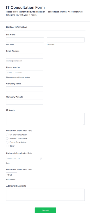 IT Consultation Form Template