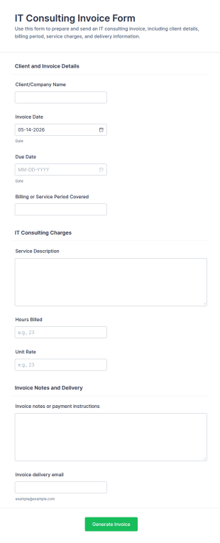 IT Consulting Invoice Form Template