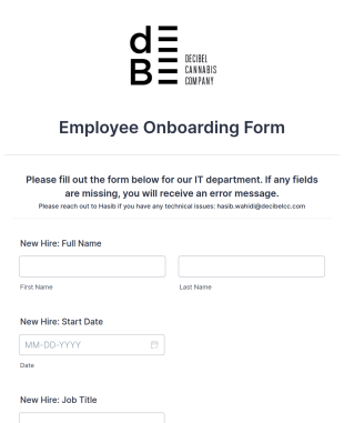 IT Employee Onboarding Form Template