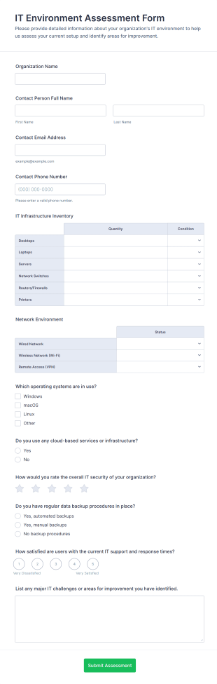 IT Environment Assessment Form Template