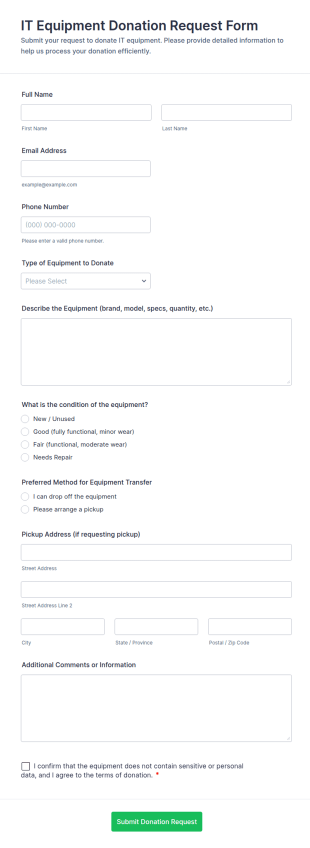 IT Equipment Donation Request Form Template