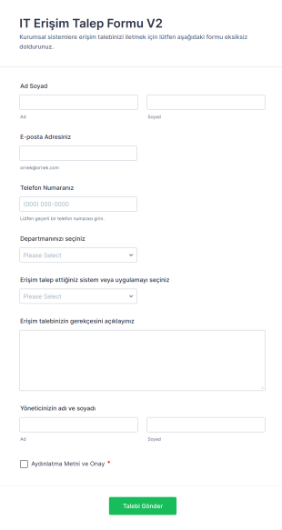 IT Erişim Talep Formu V2 Form Şablonu