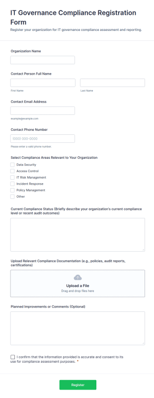 IT Governance Compliance Registration Form Template