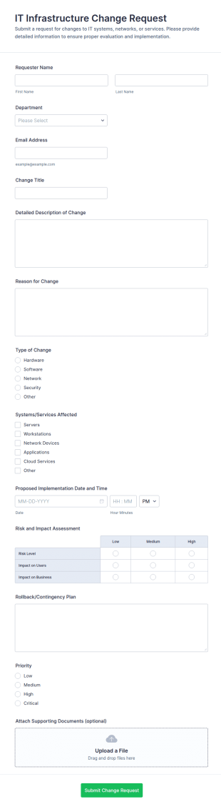 IT Infrastructure Change Request Form Template