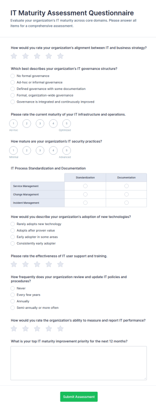 IT Maturity Assessment Form Template