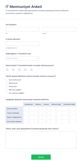 IT Memnuniyet Anketi Form Template
