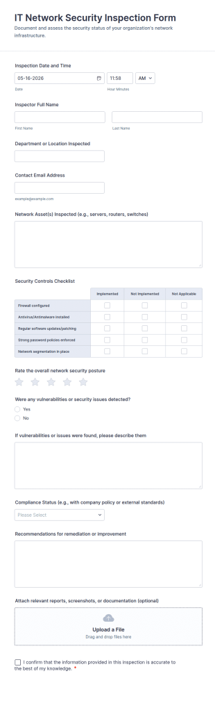 IT Network Security Inspection Form Template