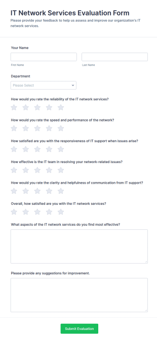 IT Network Services Evaluation Form Template