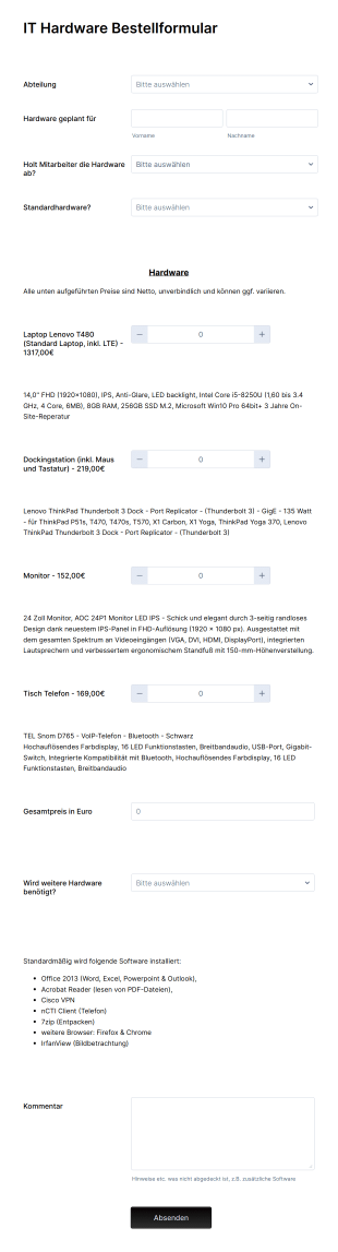 IT Hardware Bestellformular