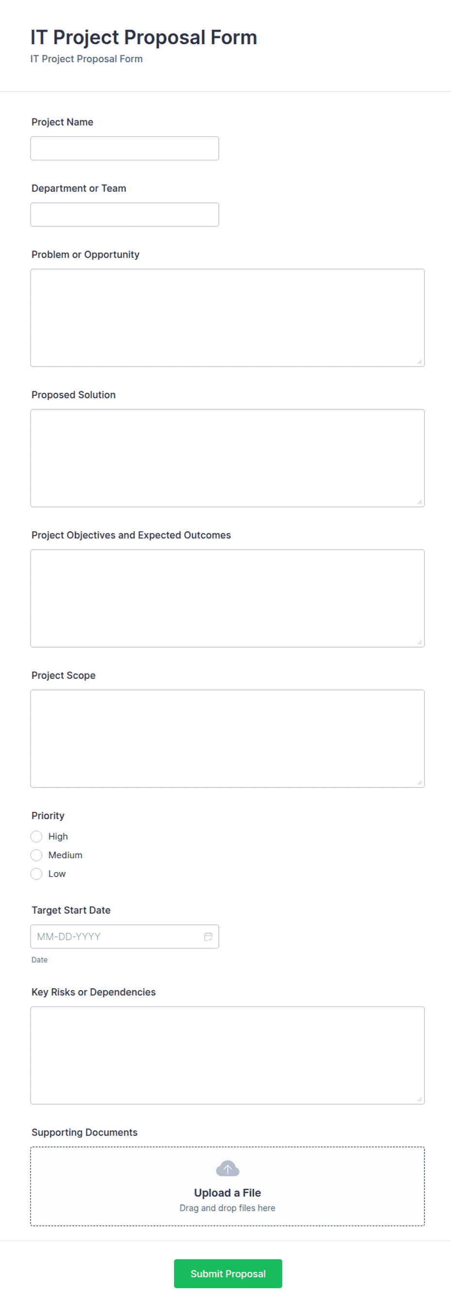 IT Project Proposal Form Template | Jotform
