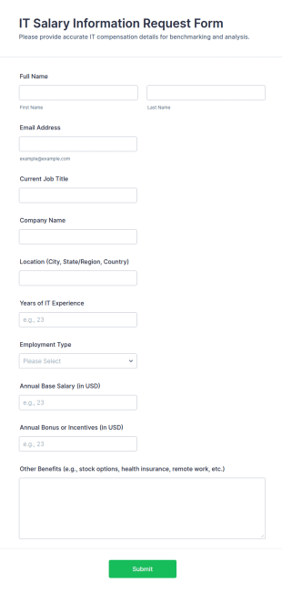 IT Salary Information Request Form Template