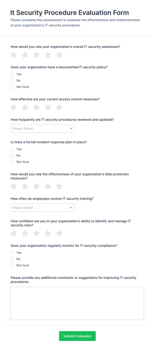 IT Security Procedure Evaluation Form Template