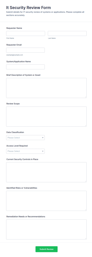 IT Security Review Form Template