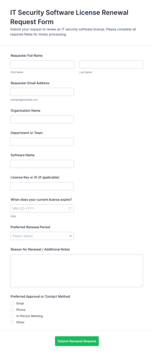IT Security Software License Renewal Request Form Template