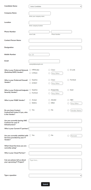 IT Service Application Form Template