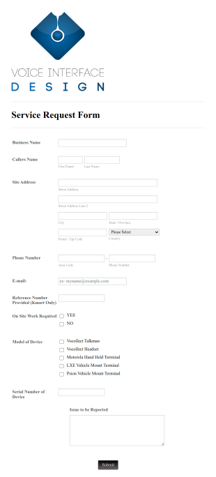 IT Service Request Form Template