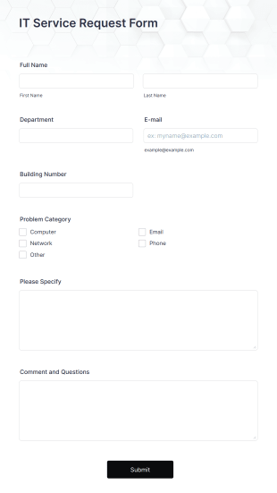 IT Service Request Form Template