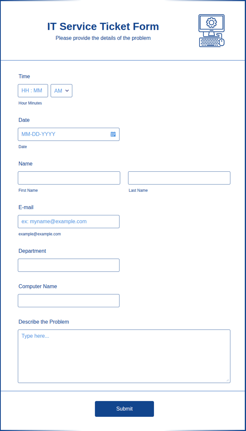 Sample Service Ticket IT Service Ticket Form Template | Jotform