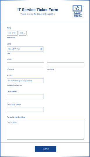 IT Service Ticket Form Template