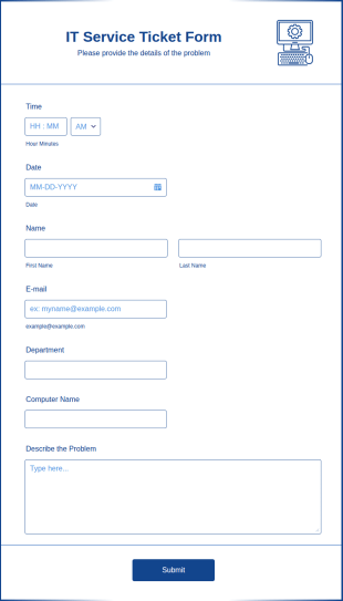 IT Service Ticket Form Template