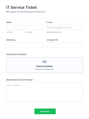 IT Service Ticket Formular Form Template
