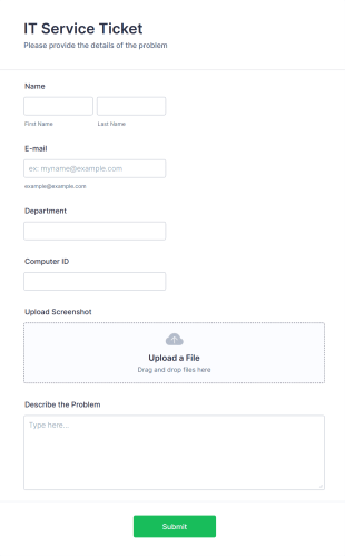 IT Service Ticket Form Template