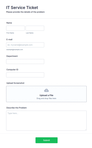 IT Service Ticket Form Template