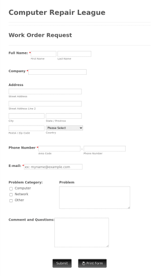 IT Service Verzoekformulier Form Template