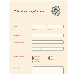 IT Serviceanfrageformular