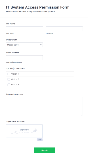 IT System Access Permission Form Template