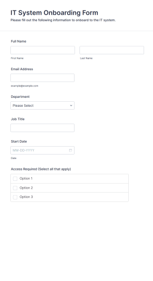 IT System Onboarding Form Template
