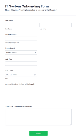 IT System Onboarding Form Template