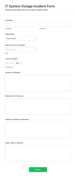 IT System Outage Incident Form Template
