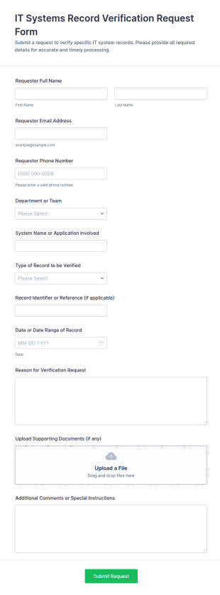 IT Systems Record Verification Request Form Template