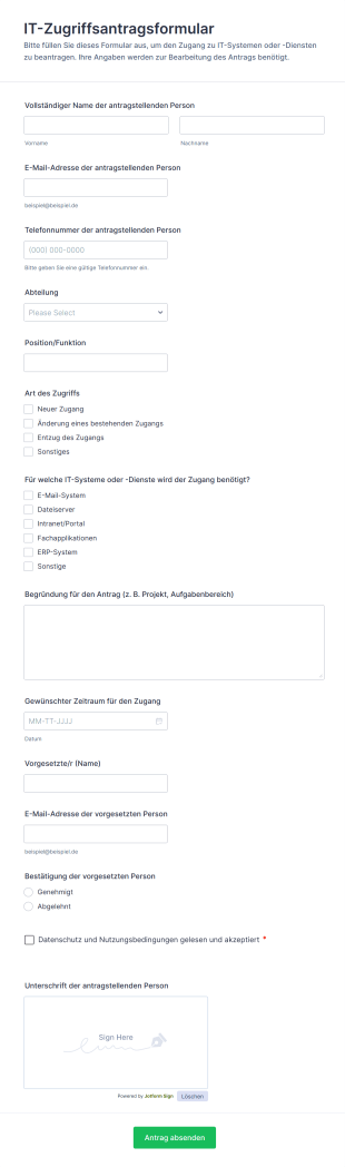 IT Zugriffsantragsformular
