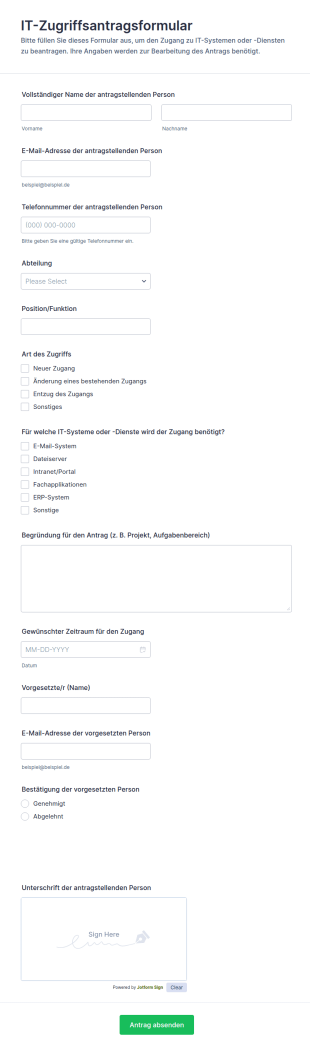 IT Zugriffsantragsformular