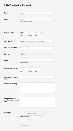 Item Purchasing Request Form Template